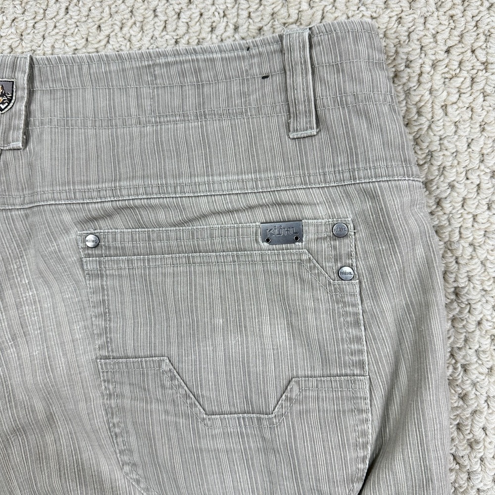 Kuhl Crag Series Pants Mens 40x32 Beige Tan Pinstripe Hiking Outdoor Gorpcore - Picture 12 of 14
